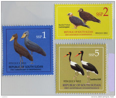 SOUTH SUDAN  1, 2 And 5 SSP Stamps. Storks, Vultures,  BIRDS ! Oiseaux = SOUDAN Du Sud = Südsudan - Bhutan