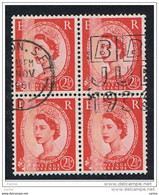 GREAT  BRITAIN: 1960/72  ELIZABETH  II° -  2 1/2 P. BLCK  4  USED  STAMPS  - PHOSPHORUS  ON  THE LEFT - YV/TELL. 330 BBb - Plaatfouten En Curiosa