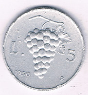 5 LIRE 1950   R   ITALIE /17118/ - 5 Lire