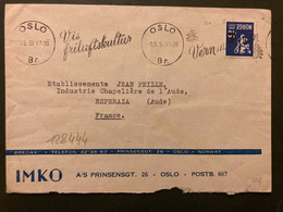 LETTRE Pour La FRANCE TP 40 Surch.45 OBL.MEC.9 5 51 OSLO + IMKO - Brieven En Documenten