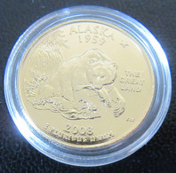 Etats-Unis / USA - Quarter Dollar ALASKA 2008 D (Denver) - Doré - FDC Sous Capsule - Commemoratives
