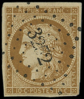 EMISSION DE 1849 - 1a   10c. Bistre-brun, Oblitéré PC 3252, TB. C - 1849-1850 Ceres