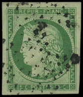 EMISSION DE 1849 - 2    15c. Vert, Obl. ETOILE, Belles Marges, TTB. Br - 1849-1850 Ceres