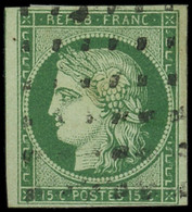 EMISSION DE 1849 - 2b   15c. Vert FONCE, Obl. GROS POINTS, TTB - 1849-1850 Cérès