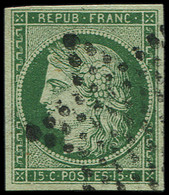 EMISSION DE 1849 - 2b   15c. Vert FONCE, Oblitéré ETOILE, TB. C - 1849-1850 Ceres