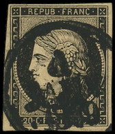 EMISSION DE 1849 - 3    20c. Noir Sur Jaune, Obl. Dateur A 1 JANV 1849, TB. C - 1849-1850 Ceres