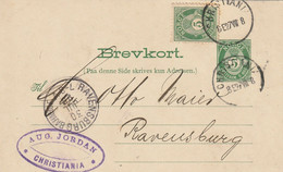 Norvège Entier Postal Christiania Pour L'Allemagne 1898 - Enteros Postales