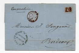 !!! LETTRE DE 1860 POUR BORDEAUX, CACHET "DIRECTION DE LA POSTE AUX LETTRES ST LOUIS SENEGAL (1ER BUREAU DE POSTE) RRR - 1849-1876: Période Classique