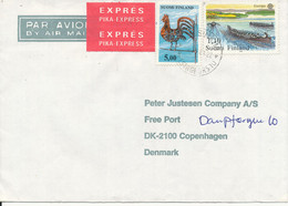 Finland Air Mail Sent Express To Denmark 9-11-1981 Topic Stamps - Covers & Documents