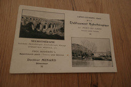 CPA 30 Gard Pub Publicité Lafoux Les Bains Pont Du Gard établissement Hydrothérapeutique Docteur Ménard - Autres & Non Classés