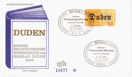 Germany Deutschland 1980 FDC 100 Jahre Erstes Rechtschreibworterbuch Von Konrad Duden, Canceled In Bonn - 1971-1980