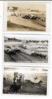 3 Real Photo Postcards, Canada, Alberta, Calgary Stampede, Chuck Wagon Race, World Record, Accident, Horse, Cowboy. - Calgary