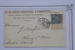 BE8 FRANCE   BELLE LETTRE RARE PEFORé  1896 PARIS A OLORON++SAGE 15C BORD DE FEUILLE +AFFRANCH.INTERESSANT - Briefe U. Dokumente