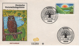 Germany Deutschland 1980 FDC Naturschutzgebiete, Owl Bird Birds, Canceled In Bonn - 1971-1980