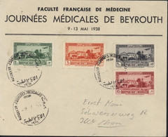 Liban République Libanaise Enveloppe + Timbres + CAD Journées Médicales De Beyrouth Mai 1938 YT 75 à 78 9 5 38 1er Jour - Liban