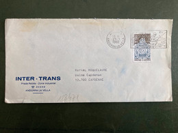 LETTRE TP AIGUA POTABLE 1,60 OBL.MEC.21-1 1982 ANDORRA + INTER-TRANS - Storia Postale