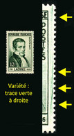 FRANCE - YT 936 ** - LAËNNEC - VARIETE GRANDE TRACE VERTE A DROITE -  1 TIMBRE NEUF ** - Unused Stamps