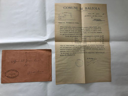 COMUNE DI BALZOLA BUSTA +LETTERA COMUNICAZIONE INGEGNERE  GENIO CIVILE 1946. - Altri