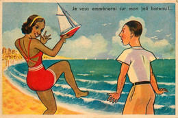 Bateau Maquette Voilier Modélisme * CPA Illustrateur * Pin Up * Jeu Jouet Plage - Games & Toys