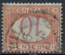 ITALIA REGNO 1890/94 - SEGNATASSE 10 C. ARANCIO E CARMINIO VARIETA' CIFRE CAPOVOLTE - USATO - Strafport