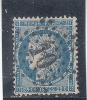 France - Année 1871/75 - N°YT 60A - Type Cérès - Oblitération Etoile Chiffrée .- 25c Bleu - 1871-1875 Cérès