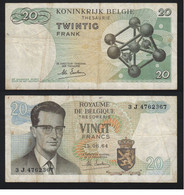 Belgique, 20 Francs; 3 J 4762367; Atonium, Juin 1964, P 138 A2, Usagé - 20 Francs