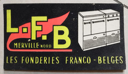 PLV Carton Et Velours Noir L.F.B Merville Nord Les Fonderies Franco-Belges- Format : 25.5x14 Cm - Pappschilder