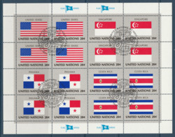 ONU New-York Série Drapeaux, USA, Singapour; Panama; Costa Rica, Feuille Oblitérée. Flag, Sheet, Used. - Used Stamps