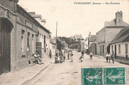 80 Flixecourt CPA Rue Gambetta Cachet 1910 - Flixecourt