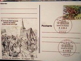 1988 Postkarte " Schlacht Bei Bindheim - 13. August 1704 Gest. -8.8.88-8 88 STAMP TIMBRE SELLO  IV1573 - Postkarten - Gebraucht