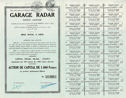 Titre De 1947 - Garage Radar à Liège - Rare - Cars