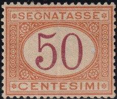 1870-74 50 C. Ocra E Carminio Sass 9 MLH* Centratissimo Cet. Ray F.AD CV 9000 - Taxe