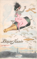 Xavier SAGER - Bonne Année - CM - Champagne - Chapeau Mode Avion Zeppelin Tour Eiffel  Cpa ± 1910 ♥♥♥ - Sager, Xavier