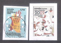 España 2022- 2 Sellos Usados- San Fermin En Pamplona Y Por Los Que Nos Cuidan-Espagne-Spain-Spanje-Spagna - Used Stamps
