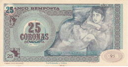 BILLETE DE ESPAÑA DE 25 CORONAS DEL BANCO DE BEMPOSTA DEL AÑO 1958 SIN CIRCULAR (UNC) (BANKNOTE) - Andere & Zonder Classificatie