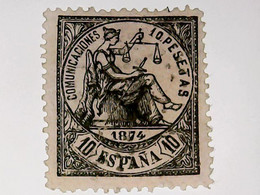 Spain Stamp 1874, Allegory Justice, 10 Peseta, Used, Scott#210, Cat > £1500 - Used Stamps