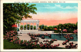 Alabama Mobile Memorial Park Soldiers And Sailors Monument 1935 - Mobile