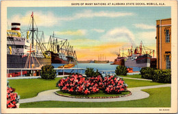 Alabama Mobile Ships Of Many Nations At Alabama State Docks Curteich - Mobile