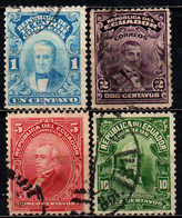 ECUADOR - 1925 - ROCA, NOBOA, URVINA, GARCIA MORENO - NUOVI COLORI - PERSONALITA' DELL'ECUADOR -  USATI - Equateur