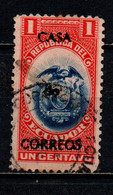 ECUADOR - 1920 - STEMMA DELL'ECUADOR CON SOVRASTAMPA - OVERPRINTED - USATO - Equateur