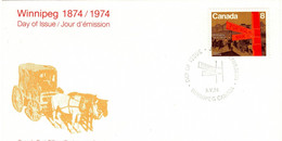 Canada 1974 Winnipeg Centenary First Day Cover,Stage Coaches - Diligences