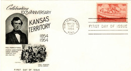 United States 1954 Kansas Centenary,First Day Cover,stage-coaches - Diligences