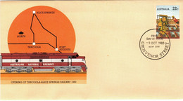 Australia 1980 Opening Of Tarcoola-Alice Spring Railway,souvenir Cover, Trains - Treni