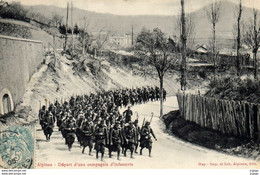 MILITARIA  Manoeuvres Alpines    Départ D'une Compagnie D'Infanterie. Carte écrite En 1905  Edit: GAP - Manoeuvres