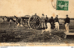 Champ De Tir De CHAMBARAN ( Isère). Manoeuvre De Force.  Le 155 Court, Modèle 1890, Sur Affût Plate-forme. - Manoeuvres