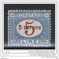 DALMAZIA:  1922  TASSE  SOPRASTAMPATO  -  5 C./5 £. AZZURRO  E  CARMINIO  L. -  SASS. 4 - Dalmatien