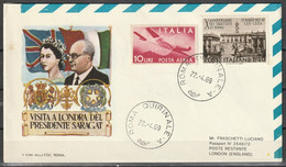 ITALY - 1969 - 2 Special Covers Visit Of President Saragat To London - Altri