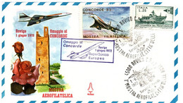 Rovigo 1972 - Citta Delle Rose - Vignette Concorde Cor - Mostra Aerofilatelica - 1971-80: Storia Postale