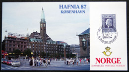 Norway 1987 Card For Stamp Exhibition HAFNIA 87 KØBENHAVN ( Lot 3179 ) - Lettres & Documents