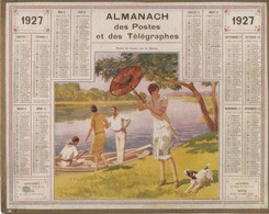 Almanach Des Postes Et  Des Télégraphes/ Partie De Canot Sur La Marne/Très Beau Calendrier/1927               CAL494 - Grossformat : 1921-40